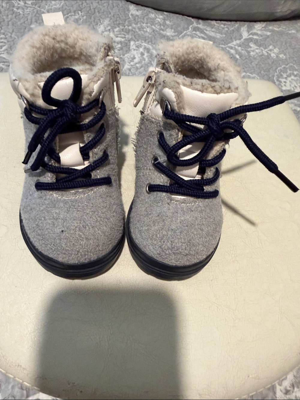 H&M Gray Kids Winter Boots with Navy Laces